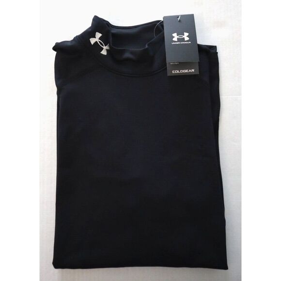 Under Armour 1366066-002 Men's Sz M Black ColdGear Armour Fitted Mock Neck - Picture 5 of 7